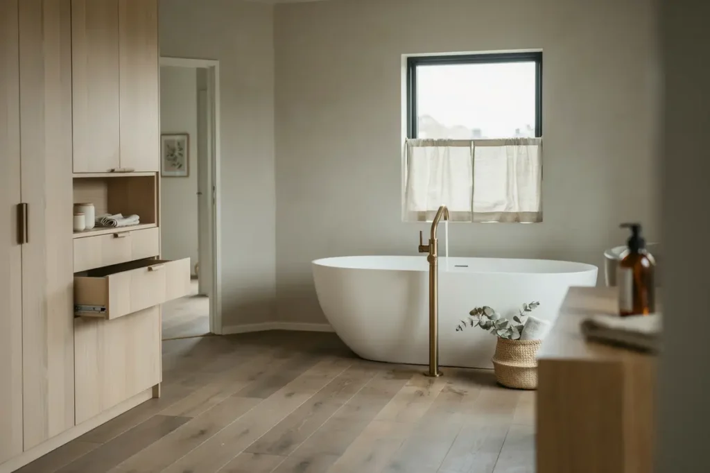 badrumsrenovering med platsbyggd f rvaring i villa i h gdalen